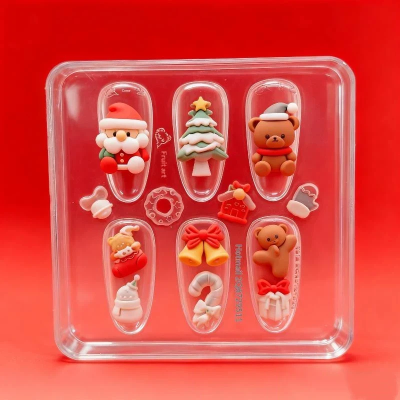 1Pcs DIY Transparent Manicure Decor Template Christmas Tree Snowman Gingerbread Man 3D Nail Art Silicone Mold For Nail Salon