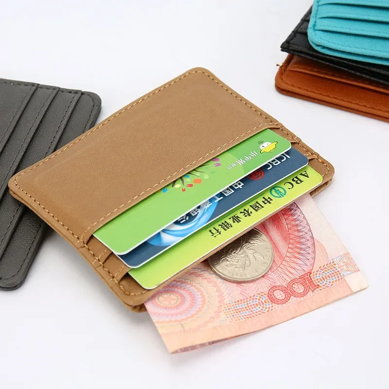 Pu lederen ID-kaarthouder Snoep Kleur Bank Credit Multi Slot Slim Card Case Portemonnee Dames Heren Visitekaartje Cover