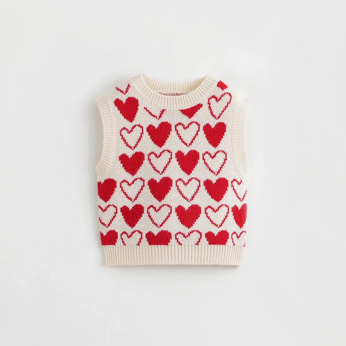 MARC&JANIE Girls New Year Soft Blue Velvet Heart Jacquard Knit Vest for Autumn 231965