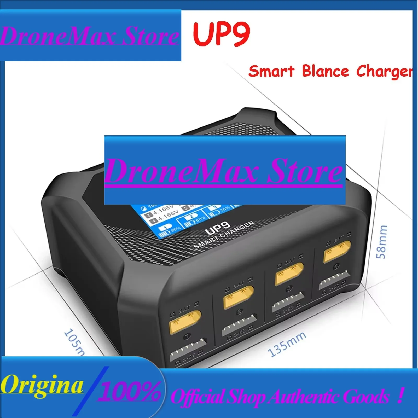 DroMaUltraPower UP9 Smart Blance Charger Discharger AC 100W DC 200W LCD 4Ch Charger For 1-6S LiPo/LiHV/LiIon/LiFe Battery RC Mod