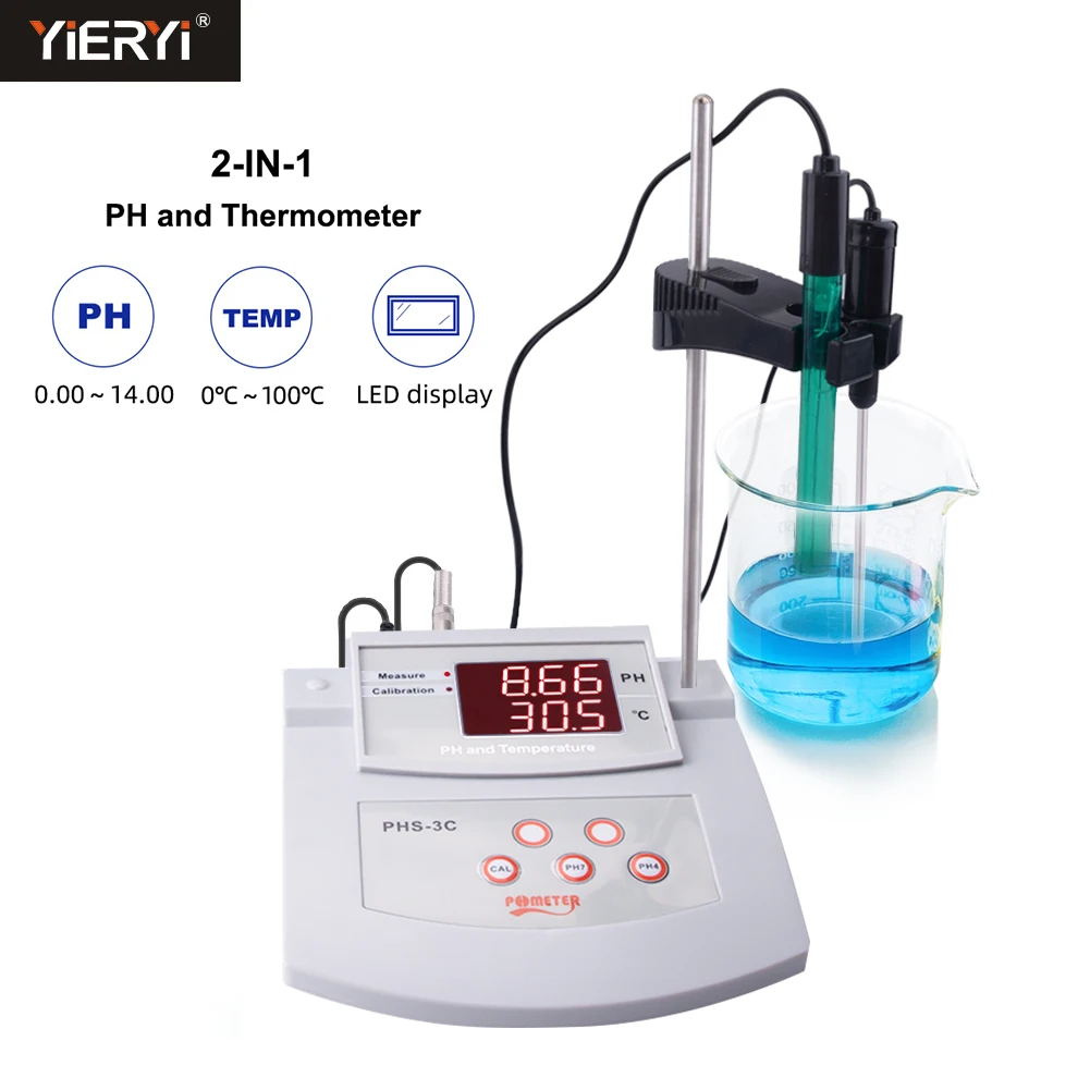 

PHS-3C Digital PH Meter 0.01 Accuracy Auto Calibration Desktop Temp/pH Tester with ATC Water Quality Analyzer for Lab Aquariums