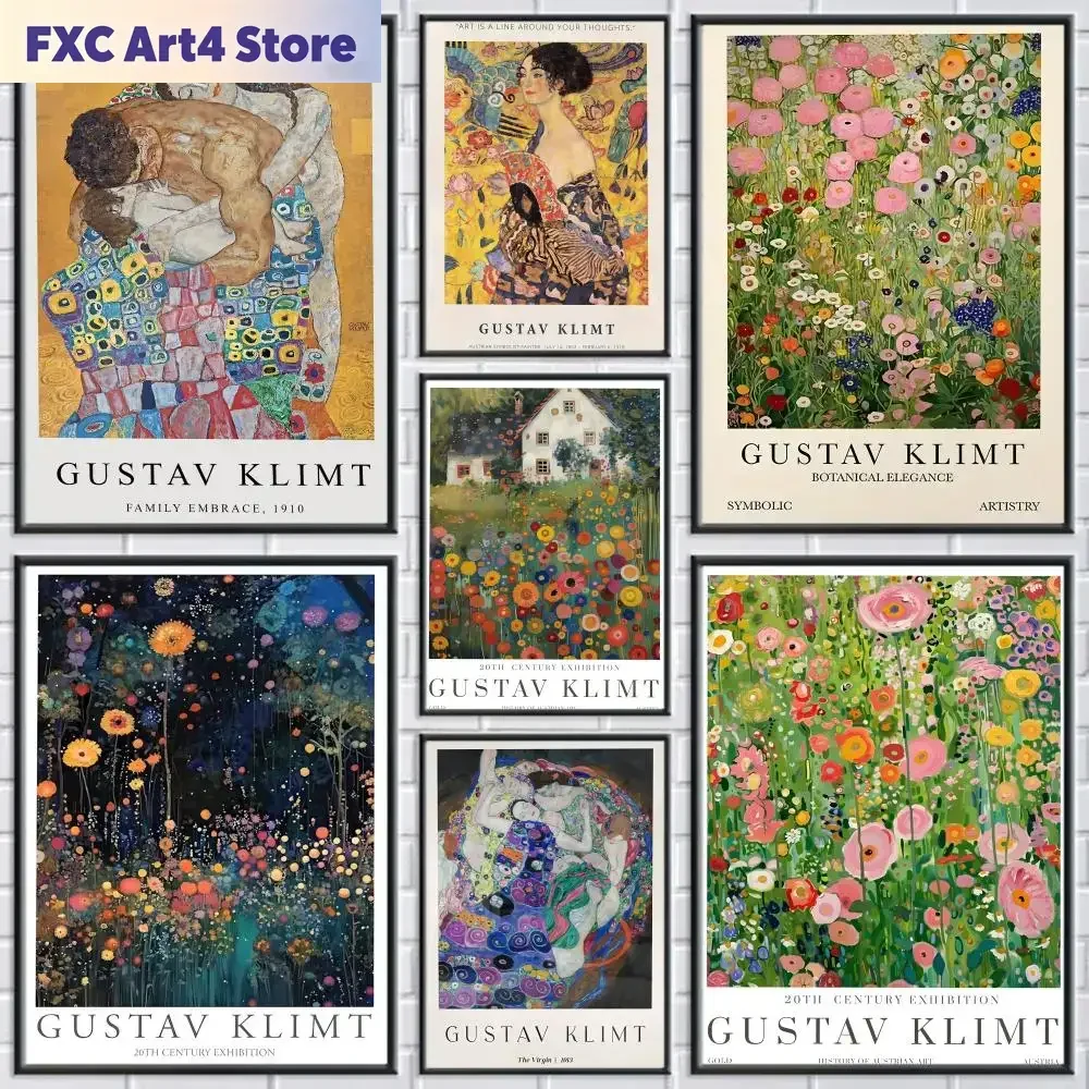 Rahmenloses Vintage-Poster „Kiss The Klimt“, moderne und elegante Wandaufkleber für Heimdekoration, Wohnzimmer, Schlafsaal, Wandkunst