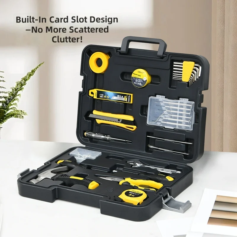 Deli Tool Box Home Use Set Multi-functional Hardware Screwdriver Wrench Repair Combination Electrician Bag Industrial Grade