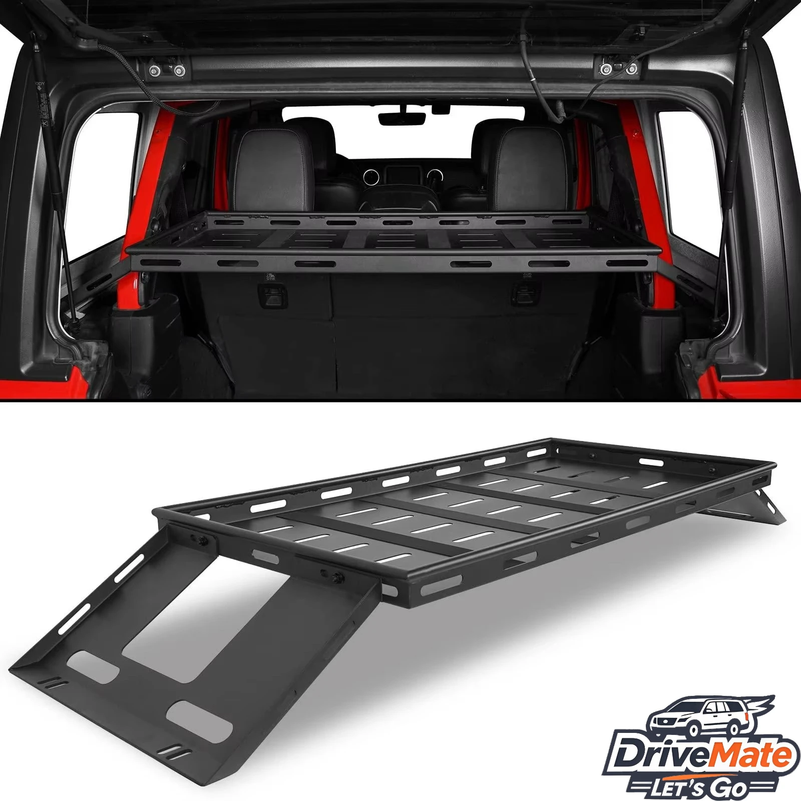 Sturdy Metal Cargo Rack Basket Tray for 2007-2025 Jeep Wrangler JK JL 4-Door Hardtops Stable Rear Trunk Shelf for Camping