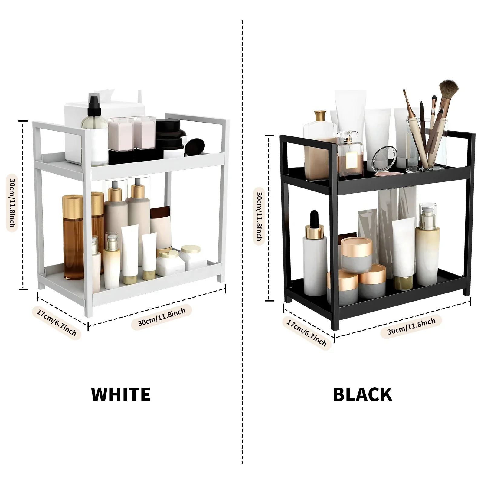 Dubbellaags badkameropslag Multi-type opbergrek Keukenorganizer Badkamerwerkbladen Parfum Cosmetica Planken Organizer