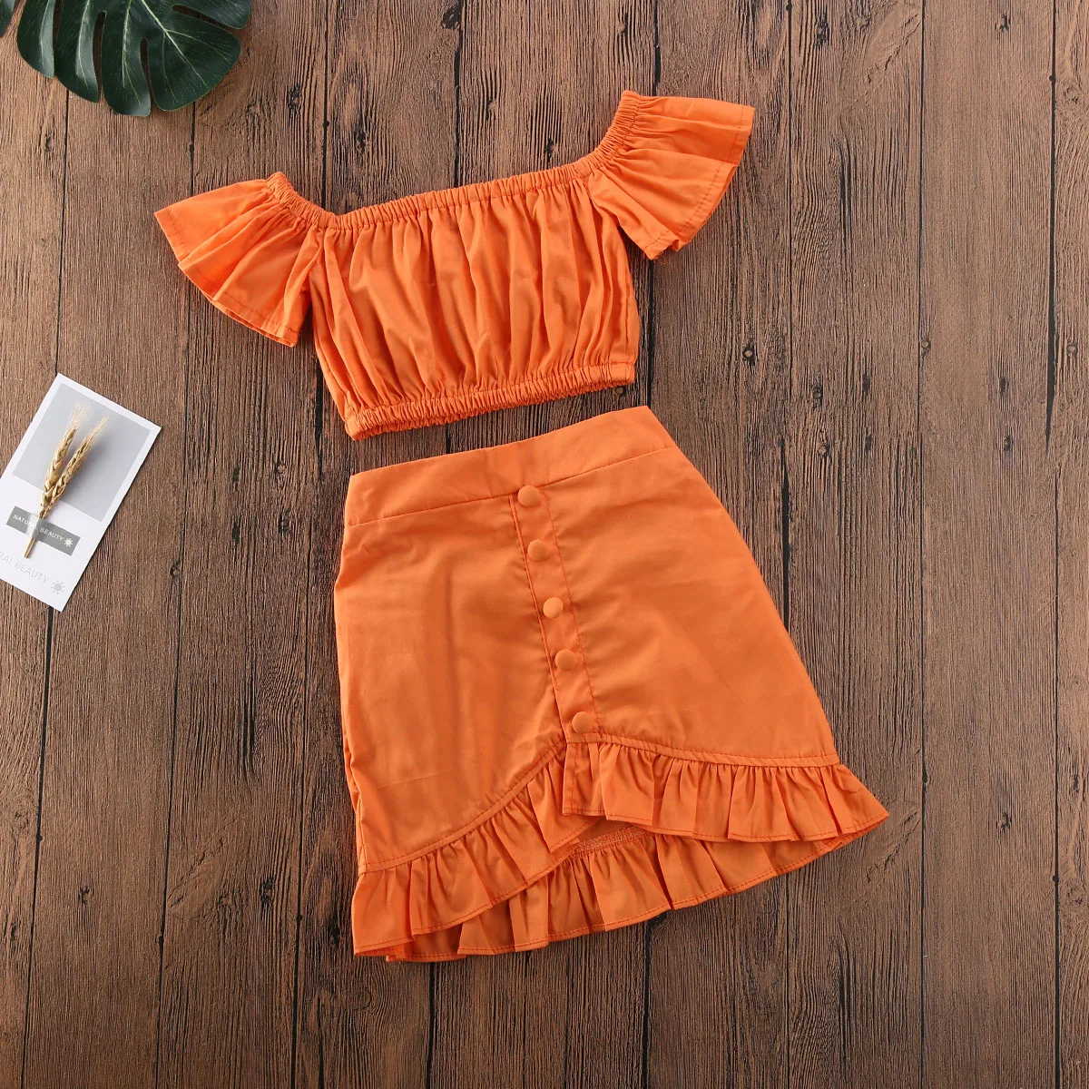 1-6Y Toddler Girl Summer Clothes Outfits Boho Sets Off Shoulder Crop Tops High Waist Ruffle Skirts Kids Set 2Pcs