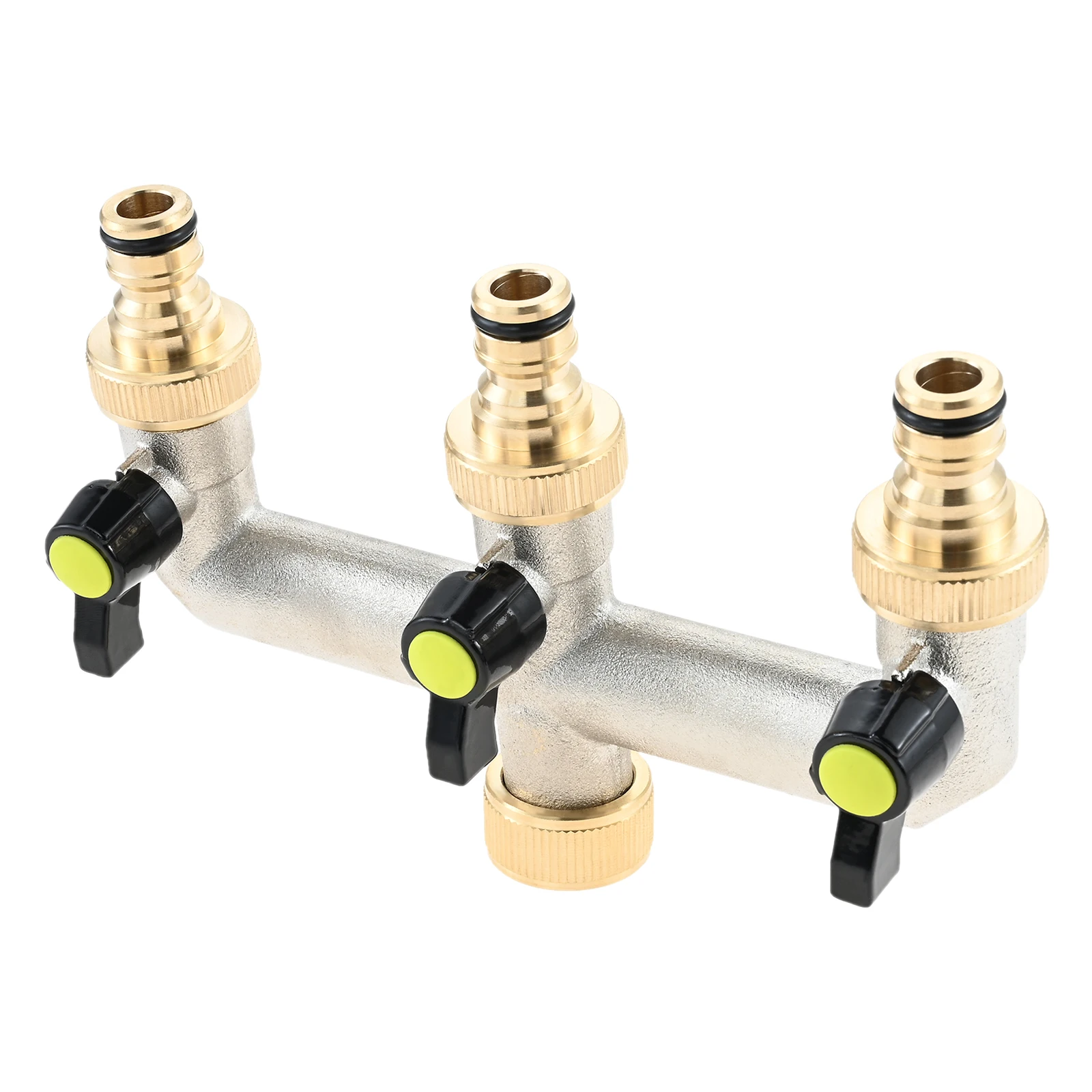 1Pc 3/4 Inch Thread 3-Way Valve Connection Tap Water Distributor with Individual Shut-off Valves 3 Distributor 3/4 Inch Adapter