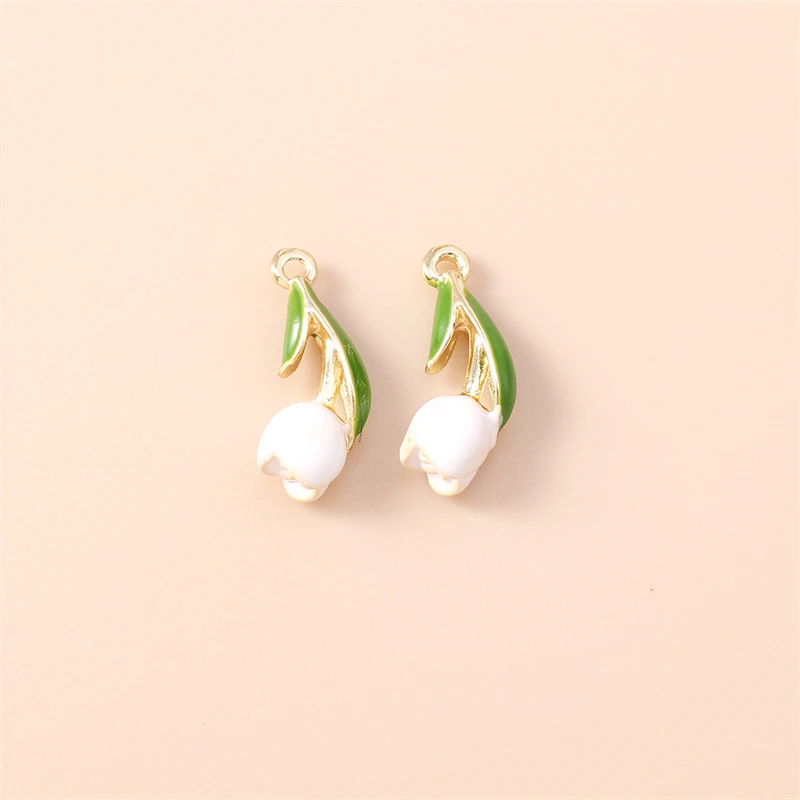 5 Stück 7 x 17 mm niedliche Emaille-Tulpenblumen-Anhänger für die Schmuckherstellung, Ohrringe, Halsketten, Armbänder, Zubehör, DIY-Geschenke – Detail 6