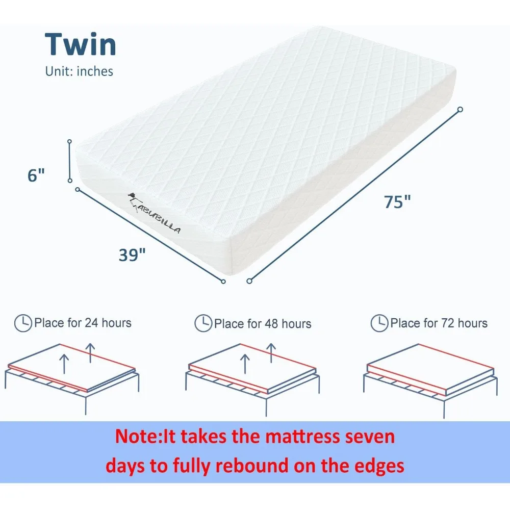Materasso doppio da 6 pollici per camerette per bambini e dormitori per studenti: senza odori e certificatoPUR-US