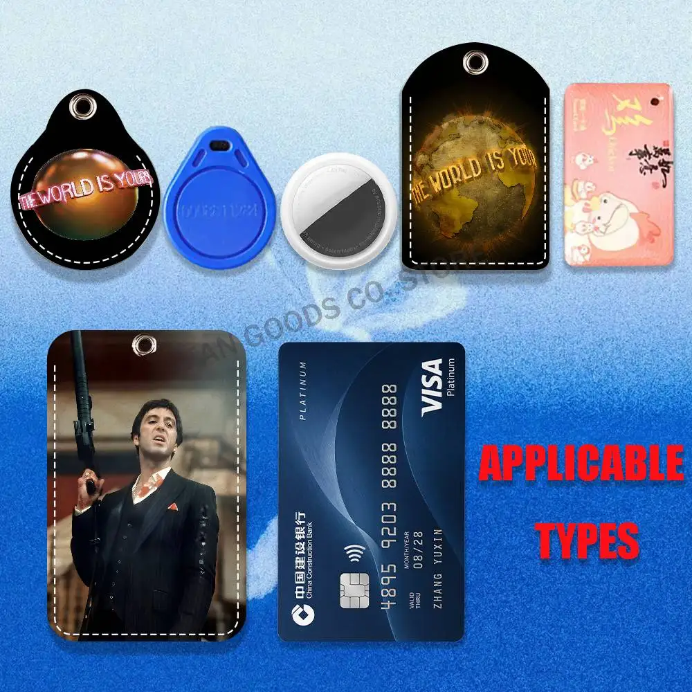 Scarfaces The World Is Yours Leather Card Holder with Exquisite Keychain purpose Case Air Tag Metro
