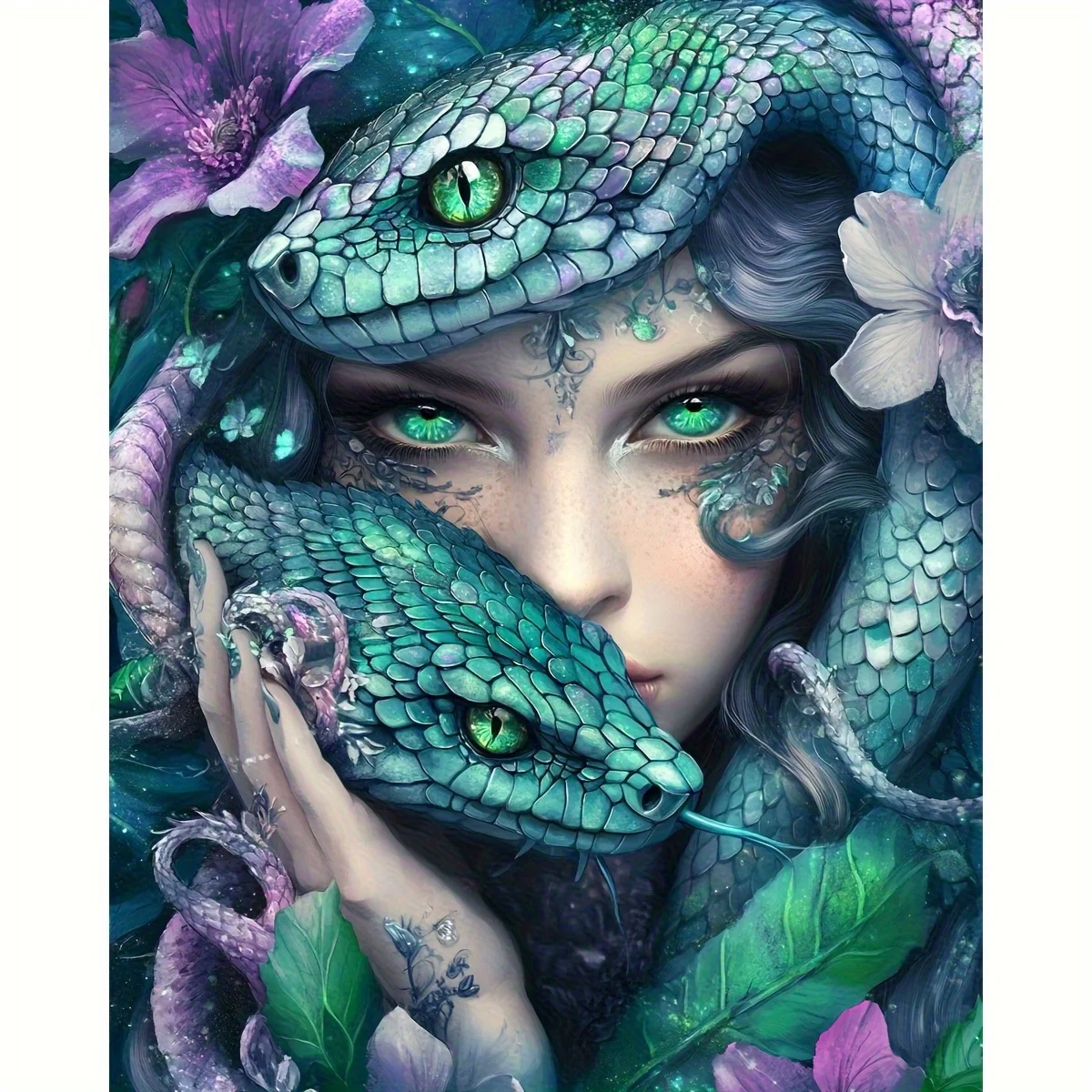 

Green Snake Woman Portrait 500/1000/1200/2000 PCS Jigsaw Puzzles Family Activity Games for Gameroom Bedroom Gifts