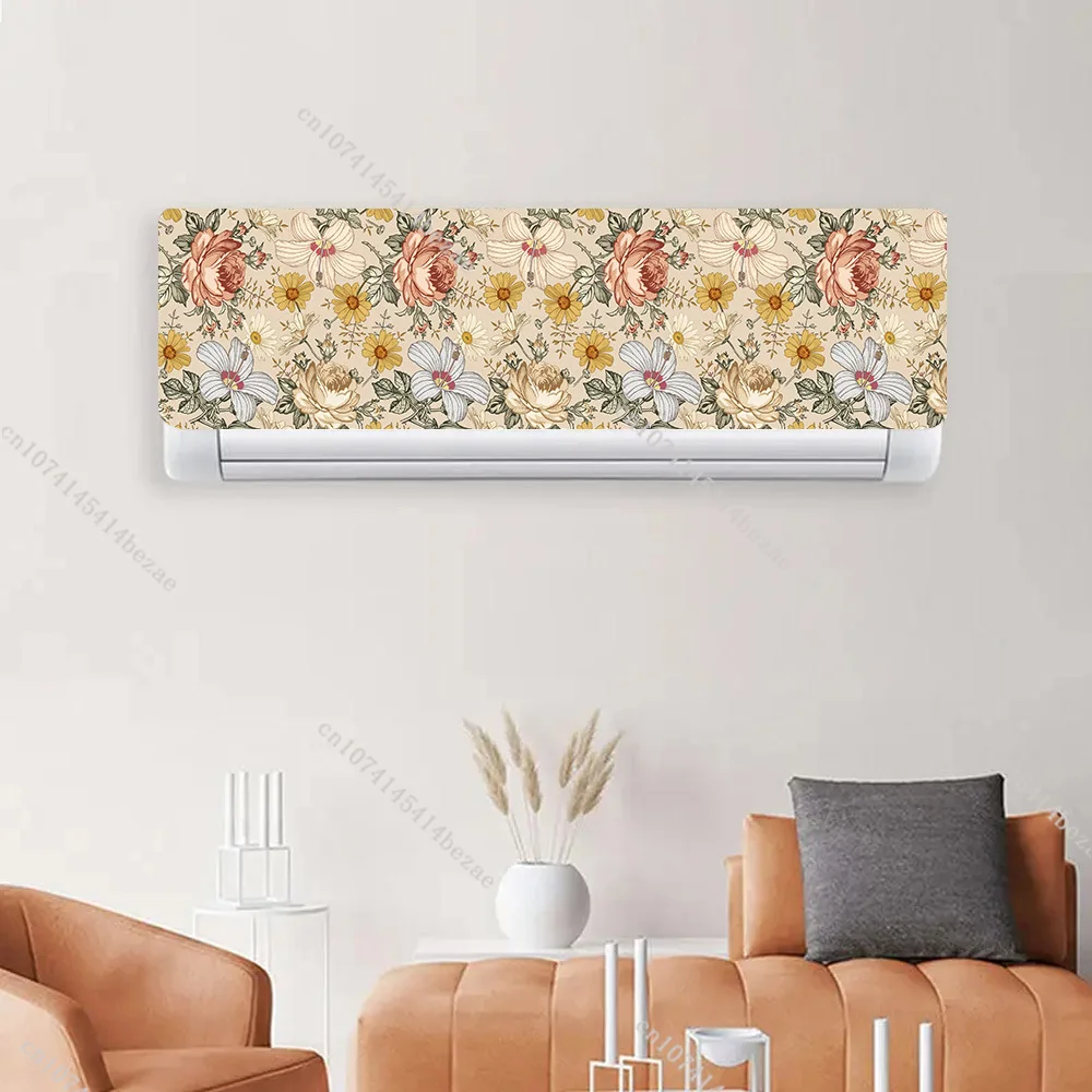 Elegant Floral Home Air Conditioner Decoration Stickers Vinyl Waterproof Self-adhesive Painting Home Decoration Wall Sticker