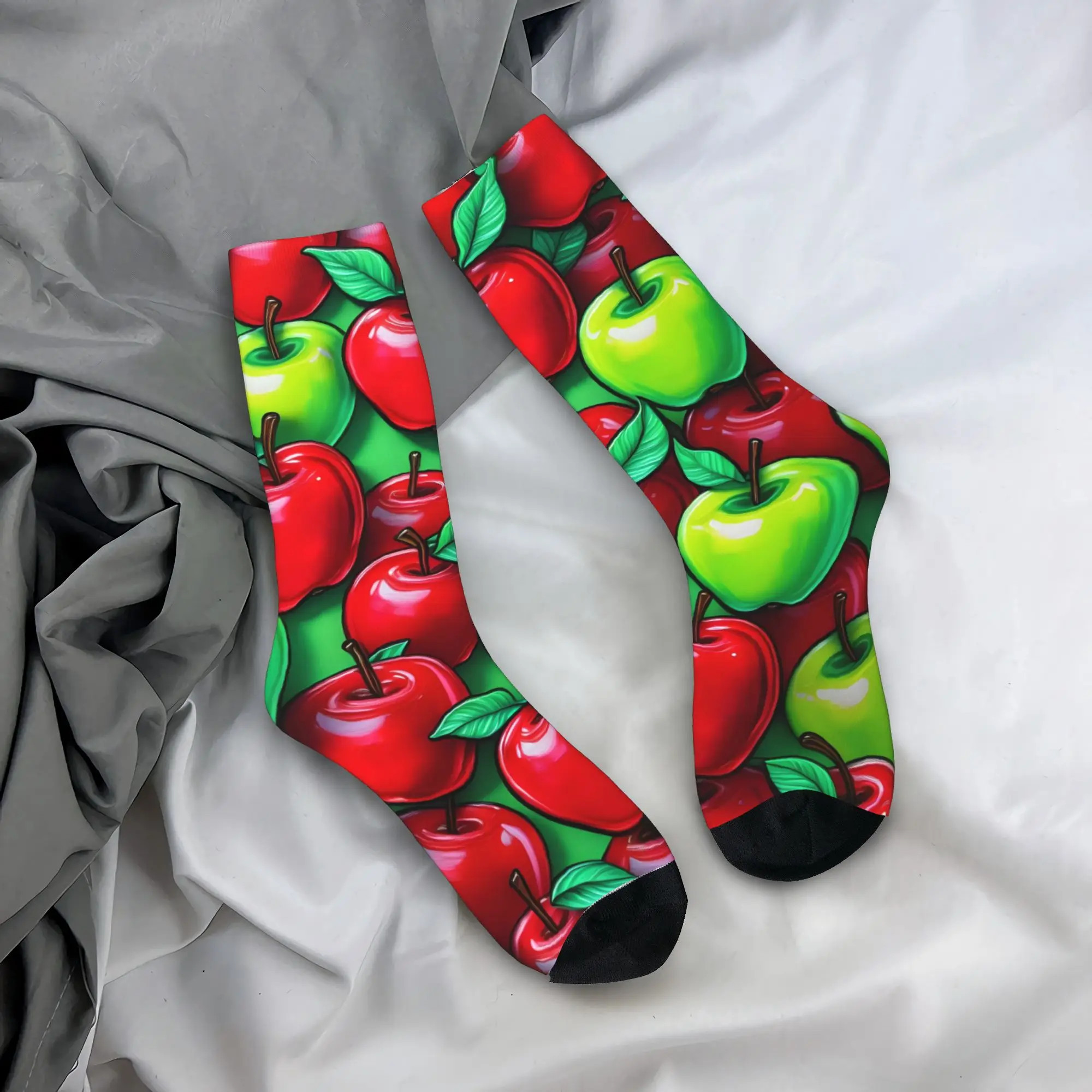 Red Apple Seamless Socks  Modern Stockings Winter Non-Slip Unisex Men Socks Warm Soft Graphic Cycling Socks
