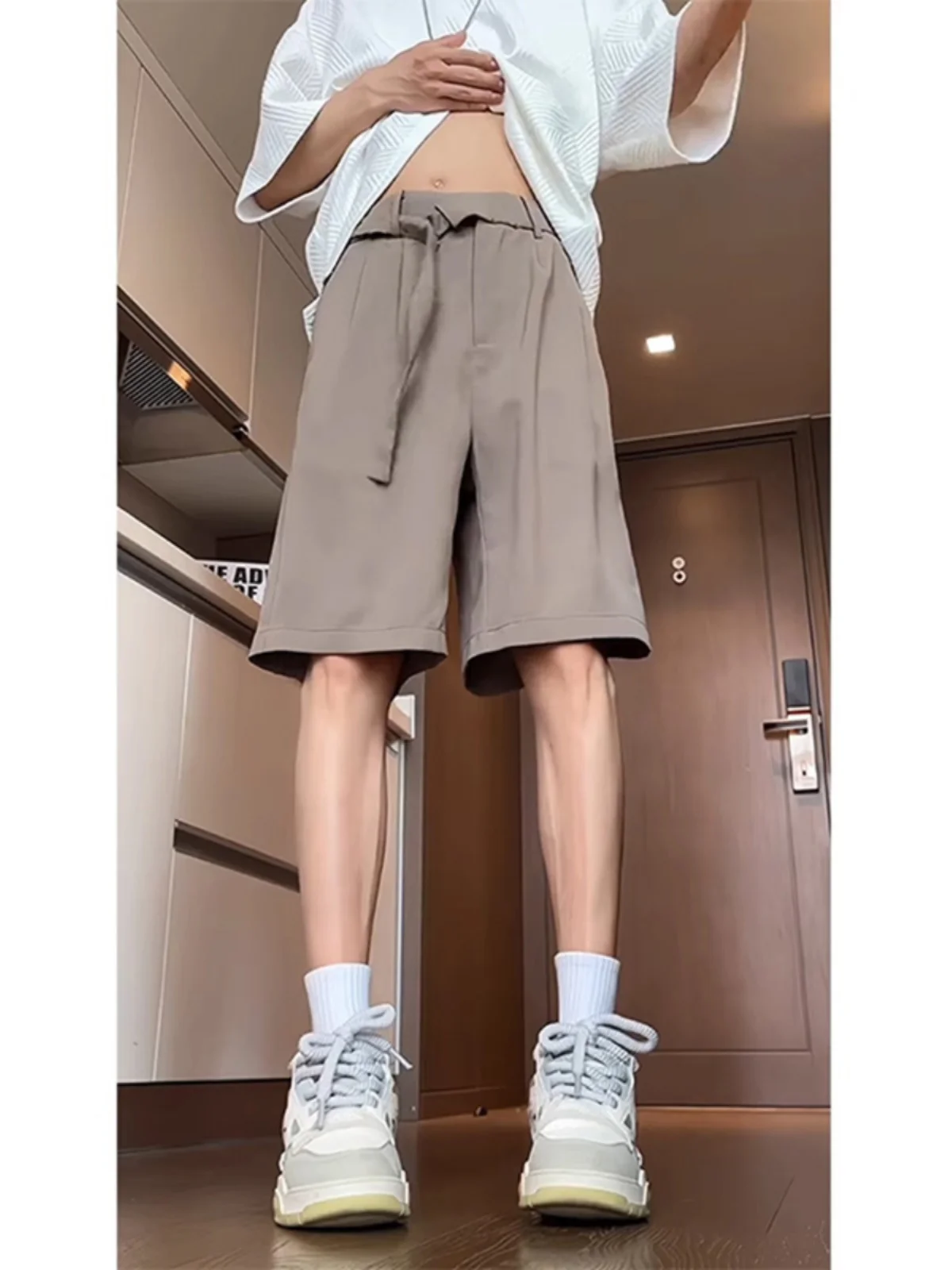 

Khaki Nylon Qui Dry Summer orts Men's Lightweight Ice Silk Drapey Outdoor Five-Quarter Length Youth Faion Casual orts