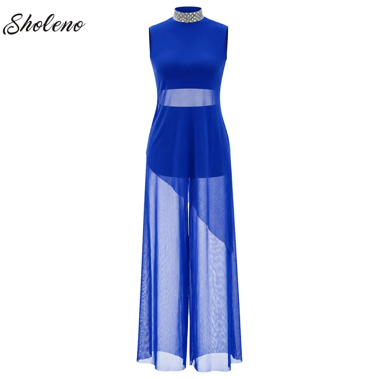 Women Lyrical Dance Set Ballet Jazz Latin Dance Costume Sleeveless Top with Wide-leg Pants Modern Ballroom Lyrical Show Outfit