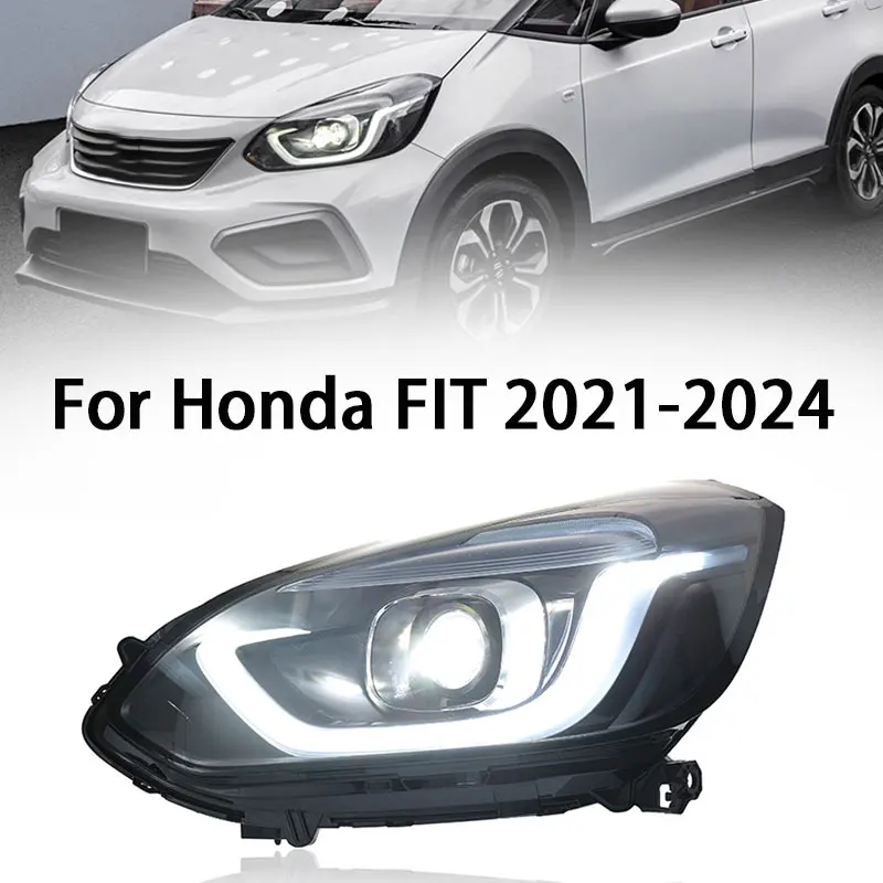 Car Headlights For Honda Jazz Fit LED Headlight 2020-2024 Headlights FIT DRL Turn Signal High Beam Angel Eye Projector Lens