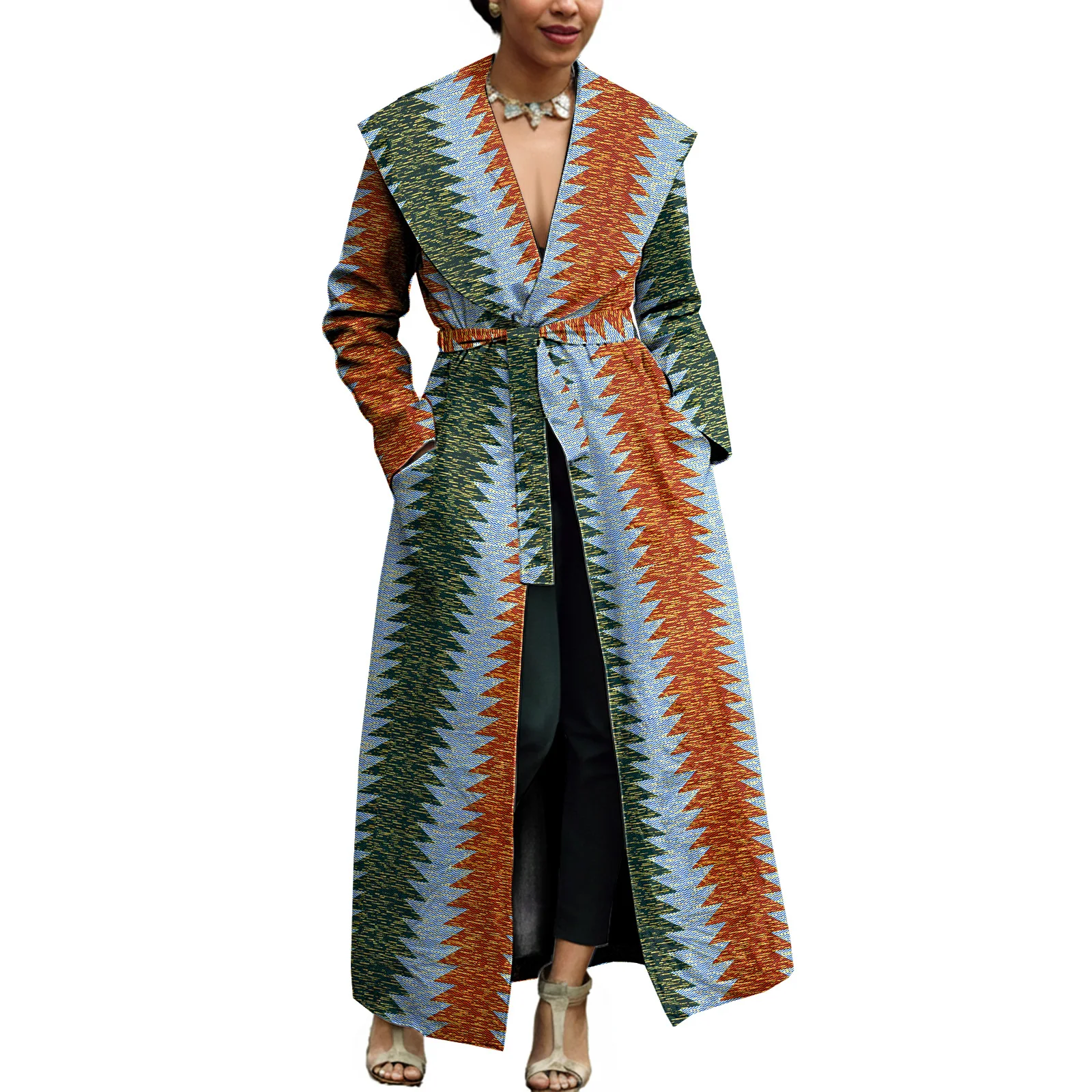 

Африканский наряд для женщин, пальто Дашики, длинная куртка Анкара, одежда с принтом Kente, осенний пиджак с открытой передней частью