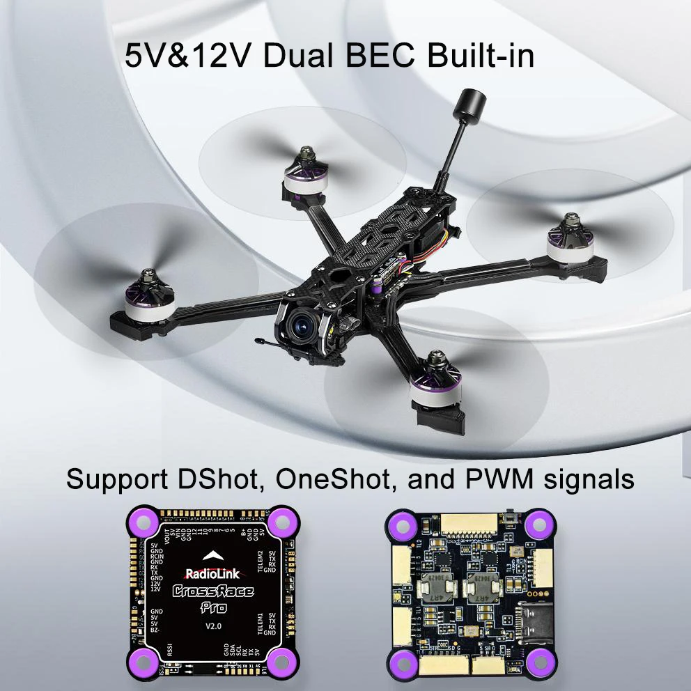 Radiolink CrossRace Pro High-Speed At PosHold  Flight Controller OSD Integrated, XRotor 60A 4-in-1 Lite 2-8 for Axis Multirotor