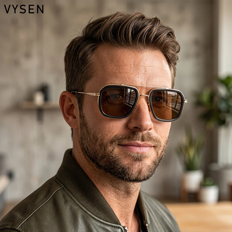 

Steampunk Square Sunglasses Men 2026 Luxury Brand Metal Frame Sun Glasses For Male Double Bridge Eyewear Driving Shades Outdoor