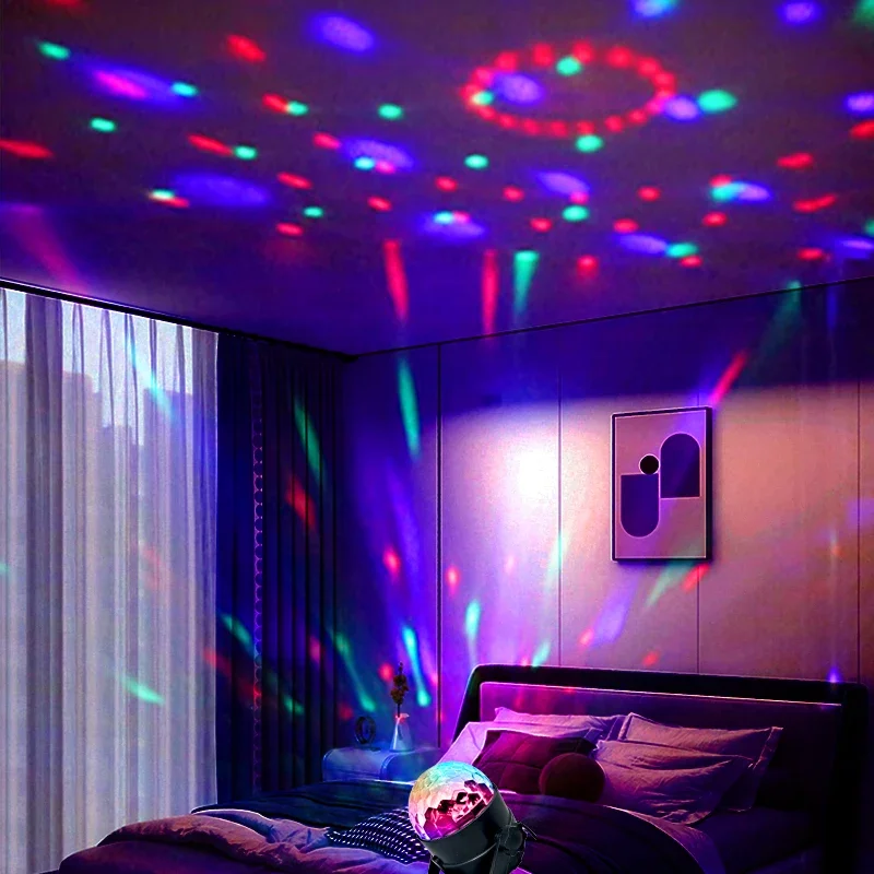 أضواء حفلات LED أضواء المسرح مع جهاز التحكم عن بعد RBG ديسكو الكرة جهاز عرض ليزر الصوت المنشط أضواء الرقص الموسيقى