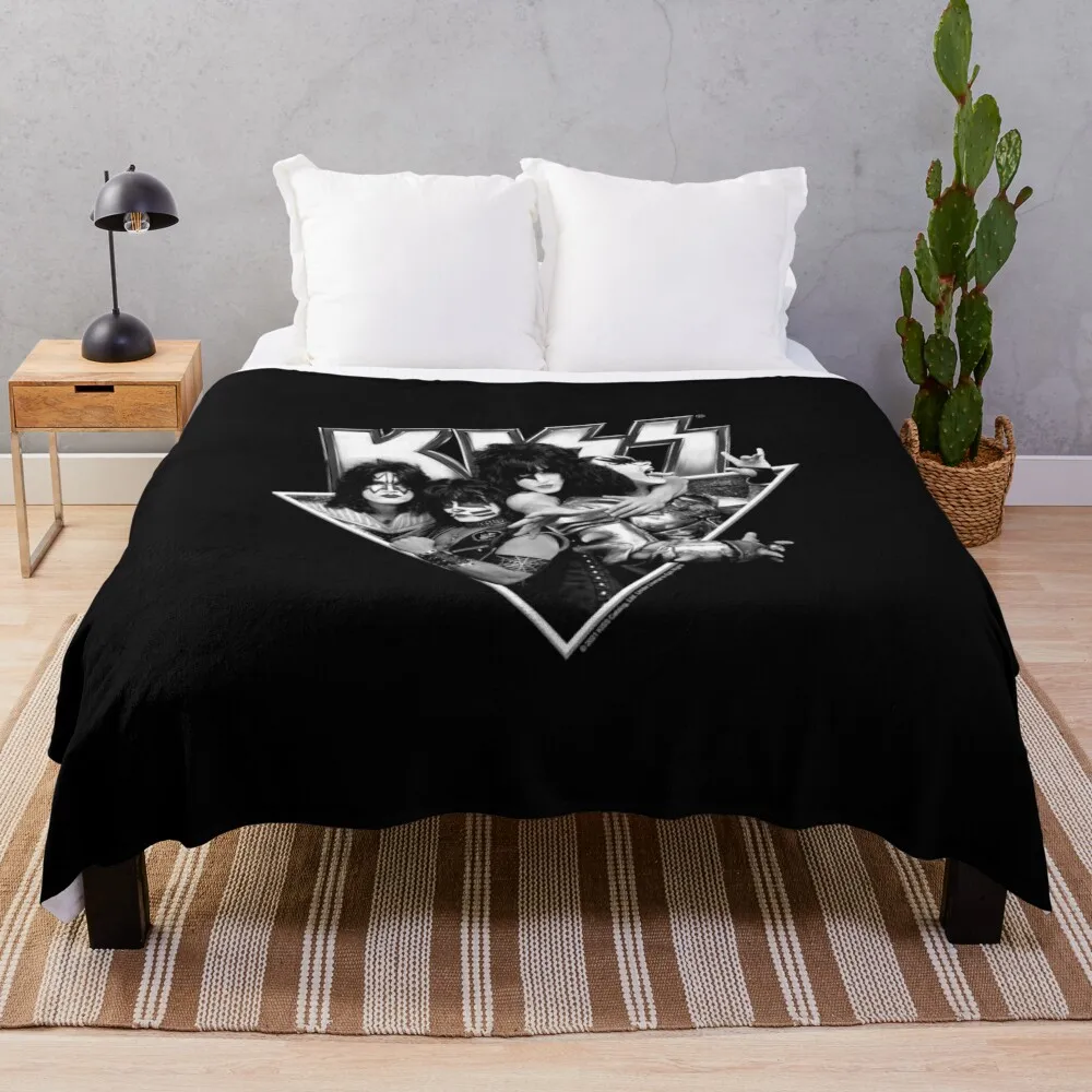 

KISS  The Band - Members Metal Triangle (Black and White) Throw Blanket For Baby Blankets For Bed Warm Cute Plaid Blankets