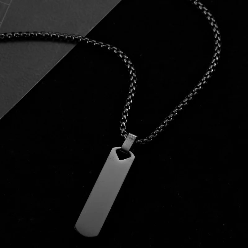 Personalized Bar Necklaces for Men Boys Custom Minimalist Stainless Steel Geometric Pendant Collar Gifts for Him Jewelry