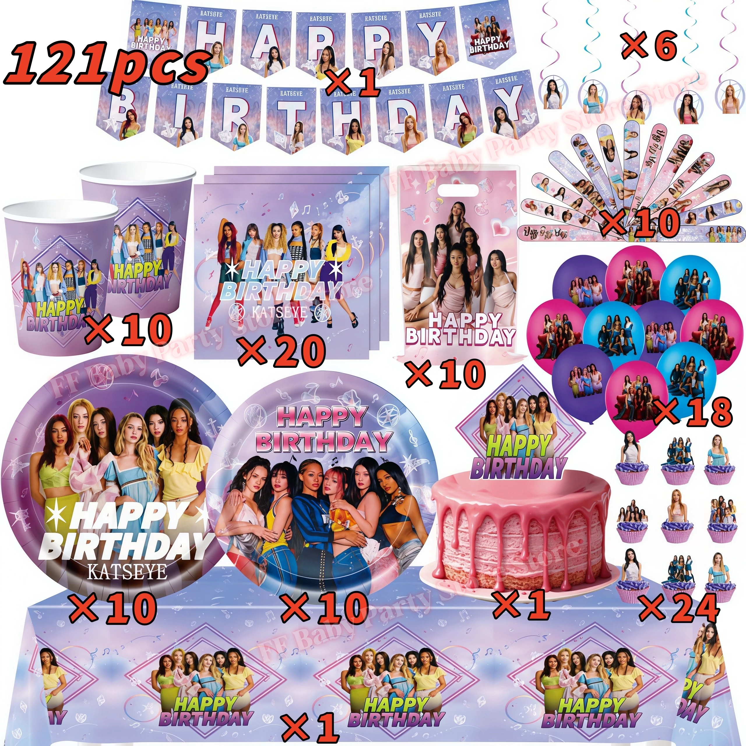 K&Katseye Geburtstagsparty-Dekoration: Ballons, Teller, Becher, Hintergrundbanner für K-Pop-Girl-Partys, Fan-Geschenke, Kinder-Idol-Event-Zubehör – Detail 35