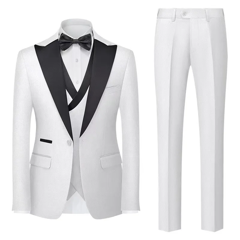  2024 New Classic Men's 3-Piece Formal Evening Party Classic Wedding Formal Stylish Suit Set For Men High Quality Customizable