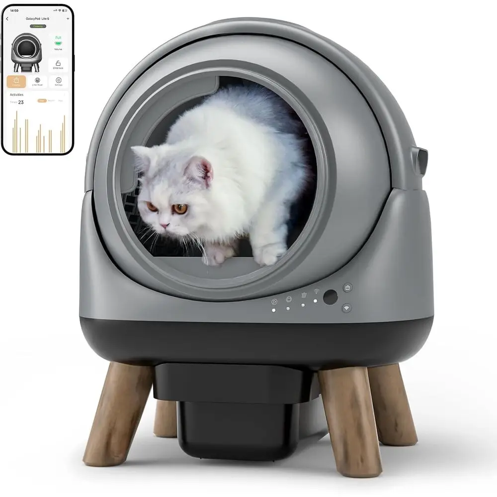 

Автоматический лоток для кошек Sel Cleaning Litter Box или для нескольких кошек, модель G1, с интеллектуальным управлением через приложение и мониторингом, в комплекте 2 рулона мешков для мусора.