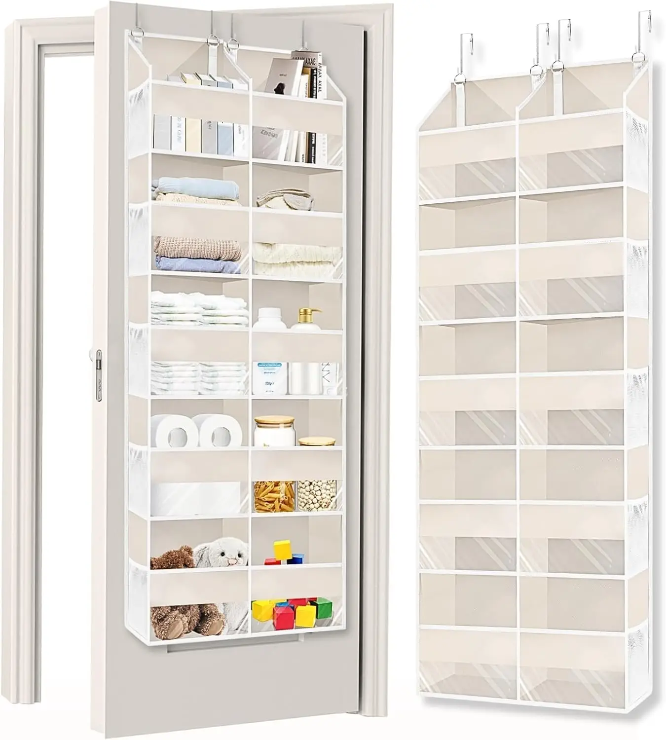 

Over the Door Organizer 5 Tiers,Extra Large Behind Door Storage of 10 Compartments,80 lbs Weight Capacity Over the Door