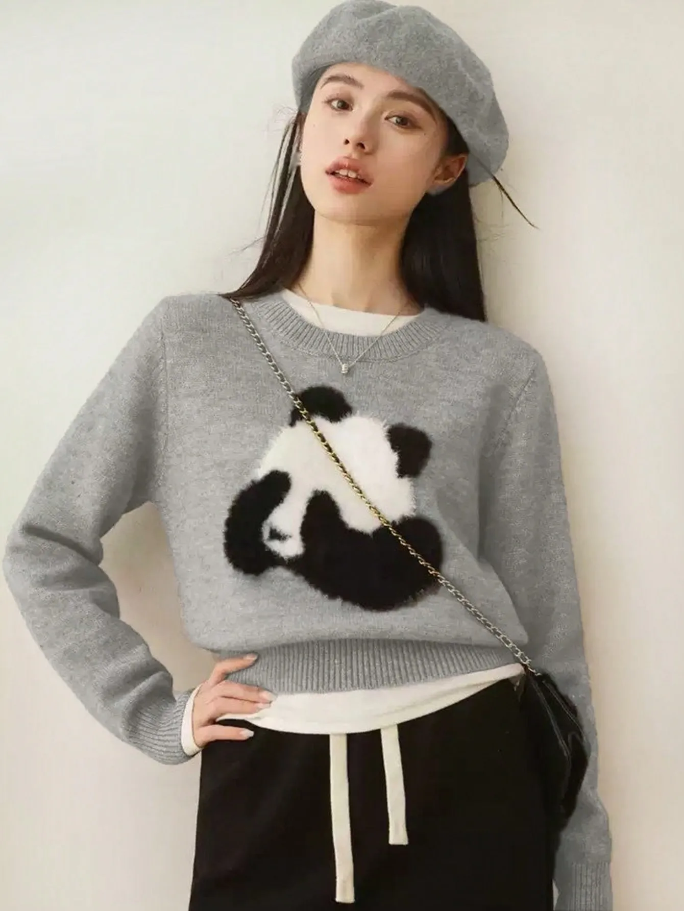 Korean Chic Stereo Panda Knitwear for Women 2024 New Spring & Fall Small Style Unique and Beautiful Small Top