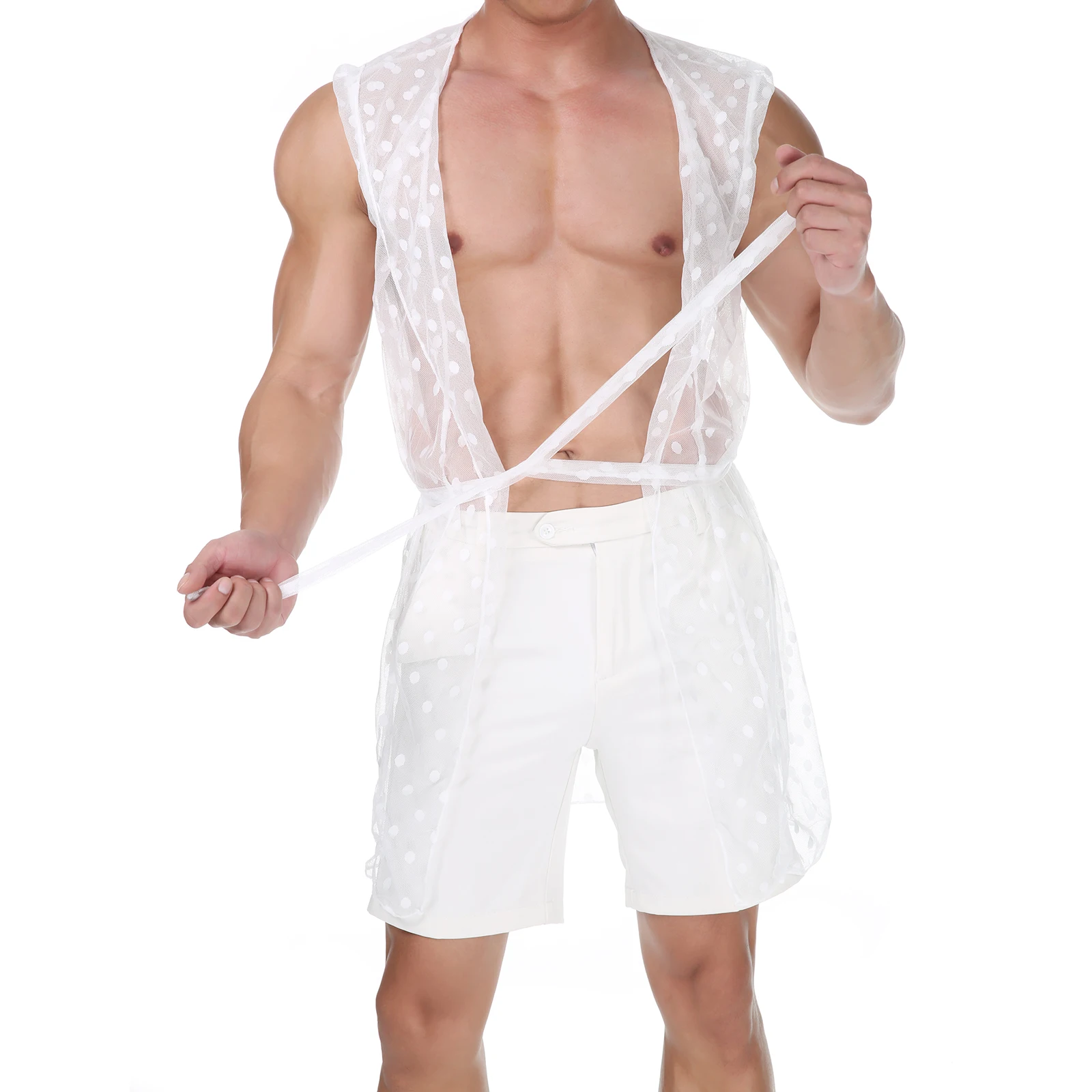 Bathrobe - Sexy Bademantel für Herren, ultradünnes Spitzen-Nachthemd,