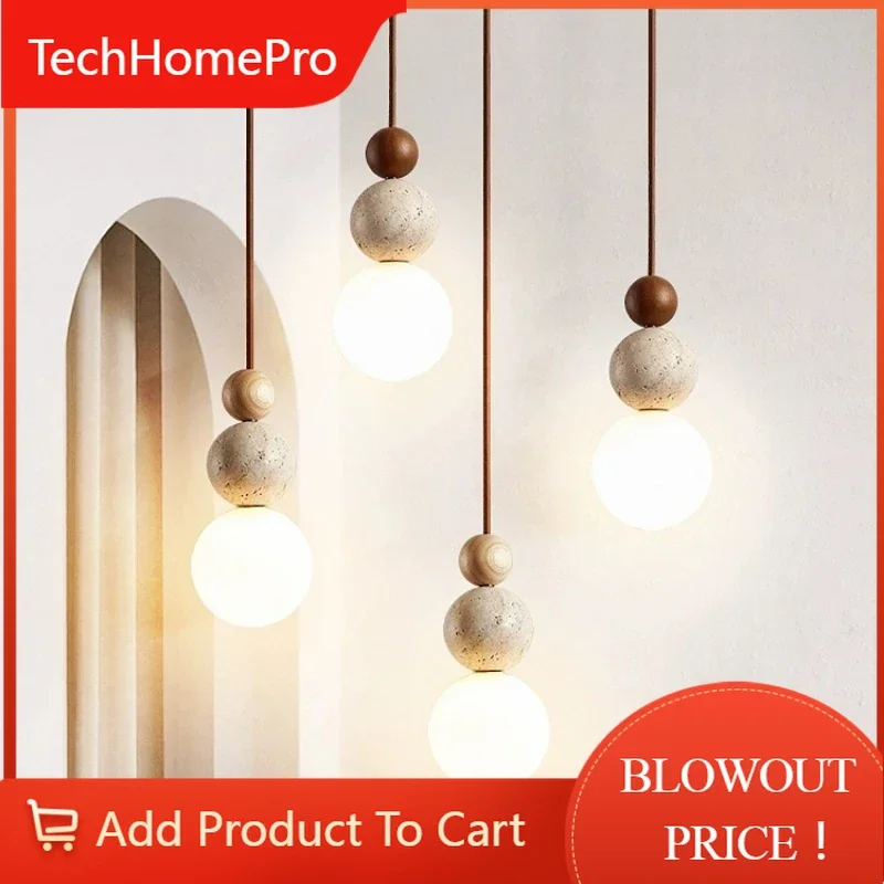 TechHPNordic Bedroom Bedside Pendant Lamp Led Chandelier Stone Hanging Light Designer Bauhaus Medieval Restaurant Bar Drop Light