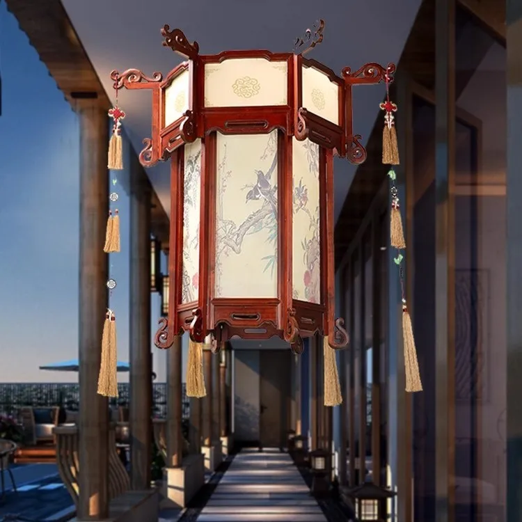New Chinese-style antique solid wood palace lamp restaurant balcony temple ancestral hall domestic architecture lamp lantern