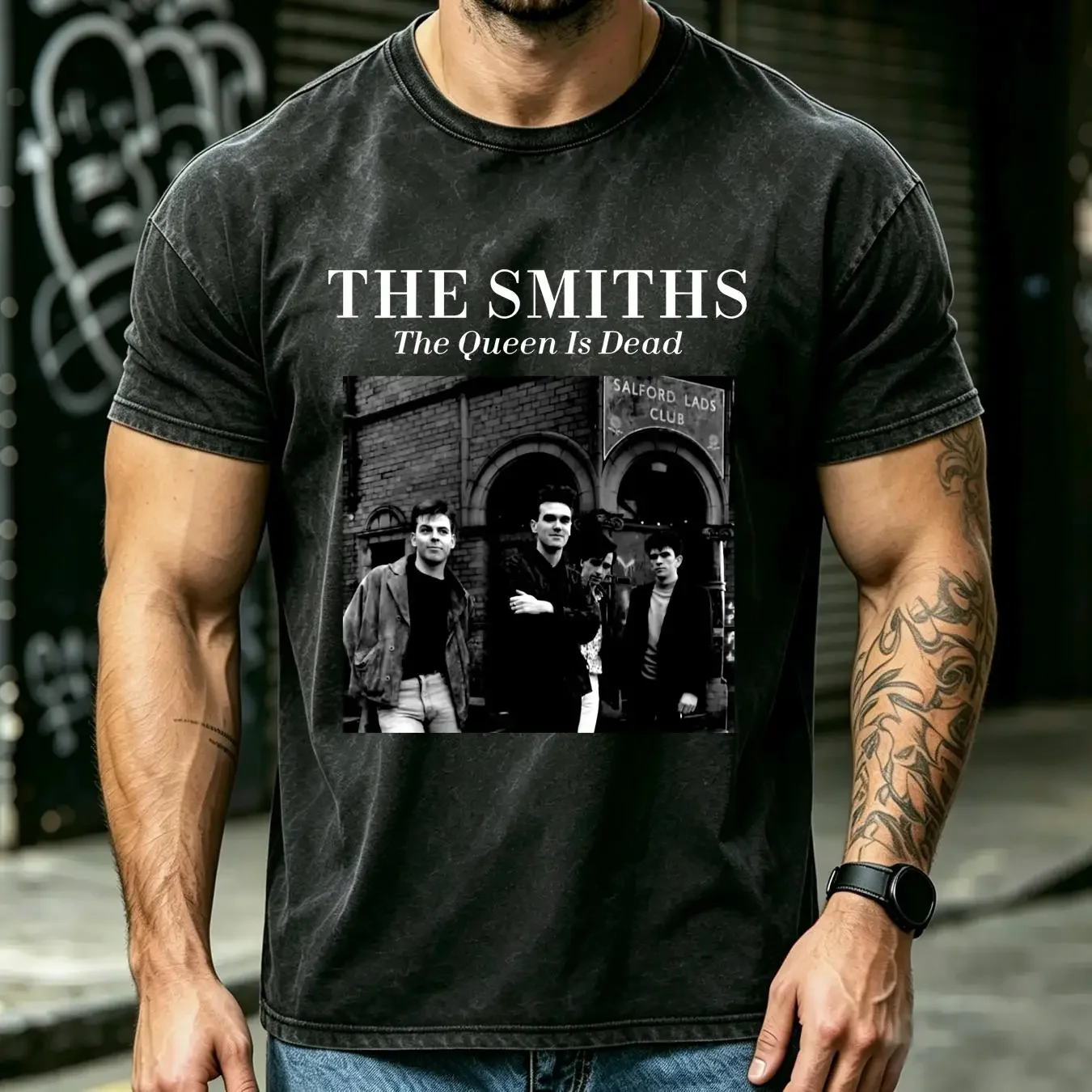 washed T Shirt The Smiths Queen is Dead long or short sleeves vintage Washed Stylish Stretched Soft Casual homme Comfortable