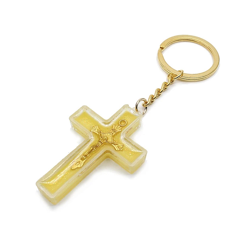 Plastic Crucifix Pendant Key Chains For Men Women Religious Jewelry Gifts