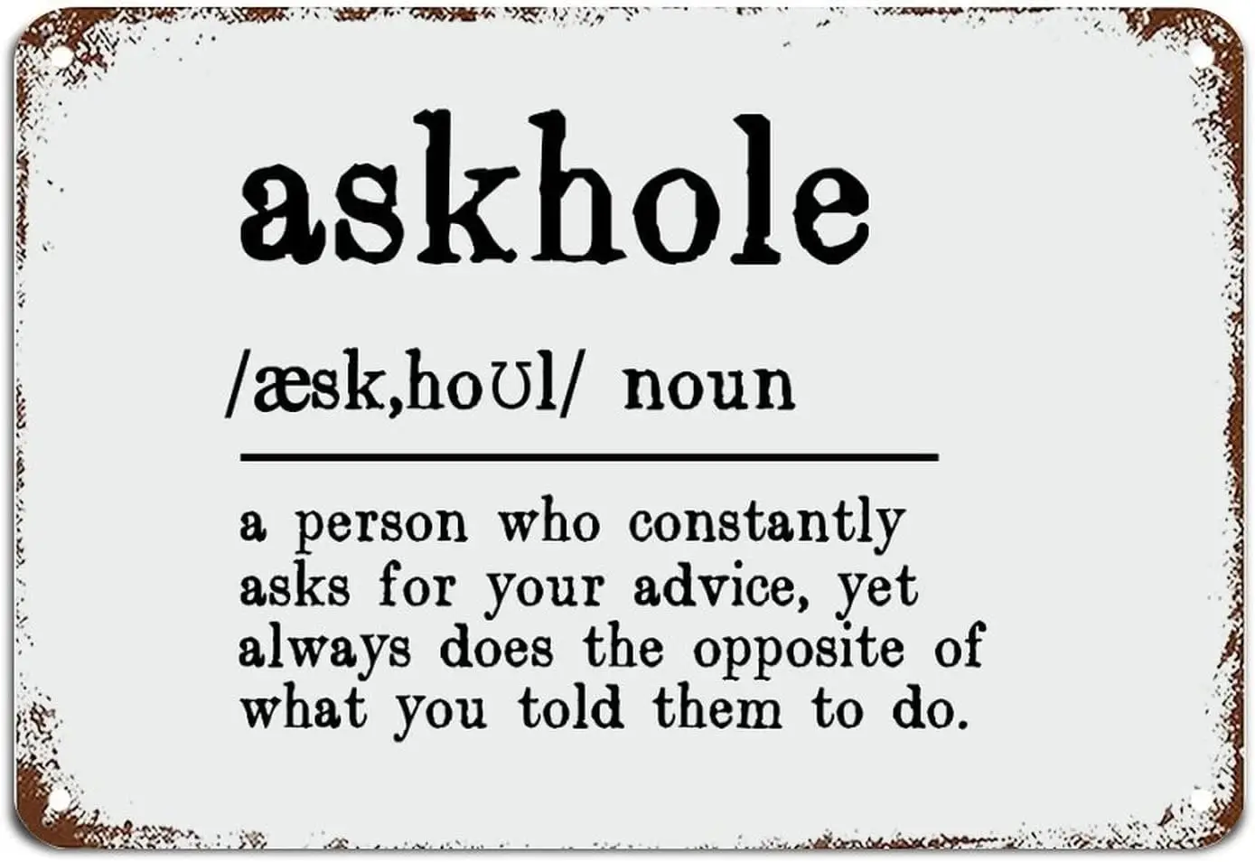 لافتة قصدير معدنية مضحكة من القصدير - طباعة تعريف الأسقف - علامة كلاسيكية مضحكة لبار المقهى والمرآب على شكل كهف للرجال - ديكور منزلي