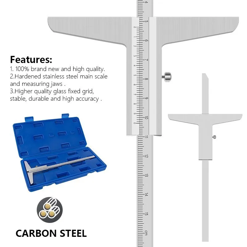 HAMPTON 0-150/200mm Depth Caliper Gauge 0.02mm Accuracy Vernier Caliper Stainless Steel Micrometer Metric Gauge Measuring Tools - Image 5