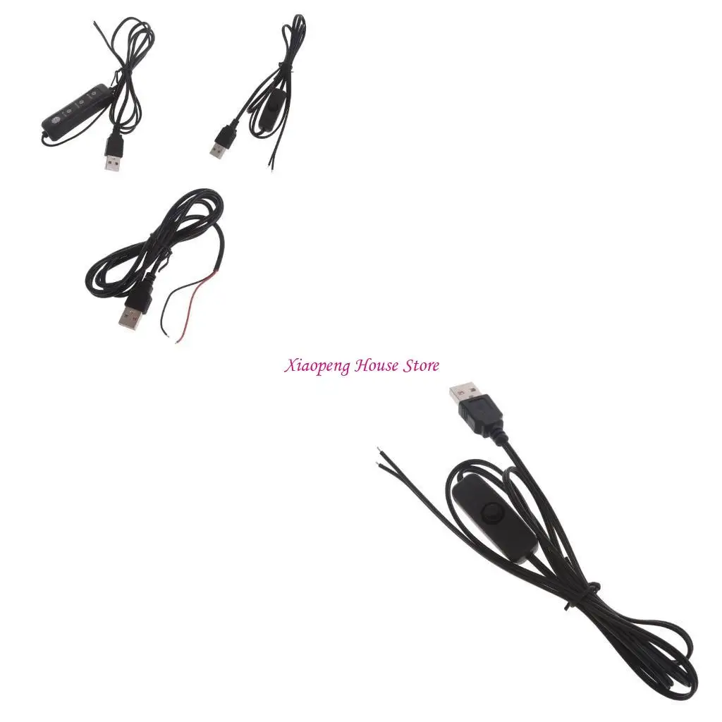 

USB 2.0 A Male Plug 2 Pin DIY Soldering Power Cord with Switch for 5V LED Lights 77JC