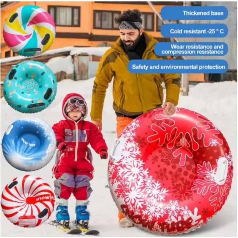 

Thickened Heavy Duty Inflatable Snow Sled Toys with Handles for Kids and Adults，Anti slip sled skiing ring anti rollover