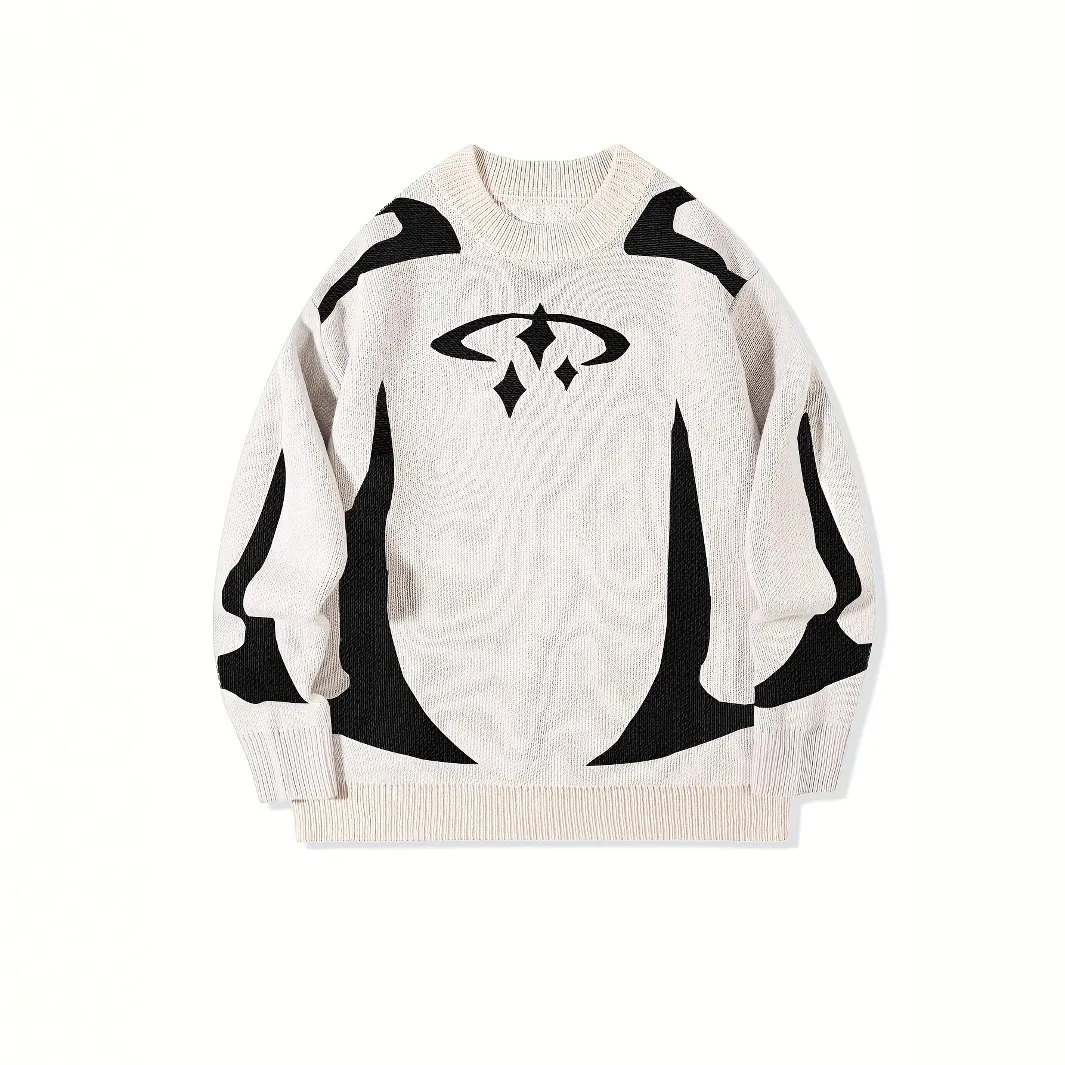 

2025 Новая мужская вязаная толстовка с капюшоном и заниженными плечами, толстовка с цветными блоками, модная повседневная теплая зимняя уличная одежда на флисовой подкладке