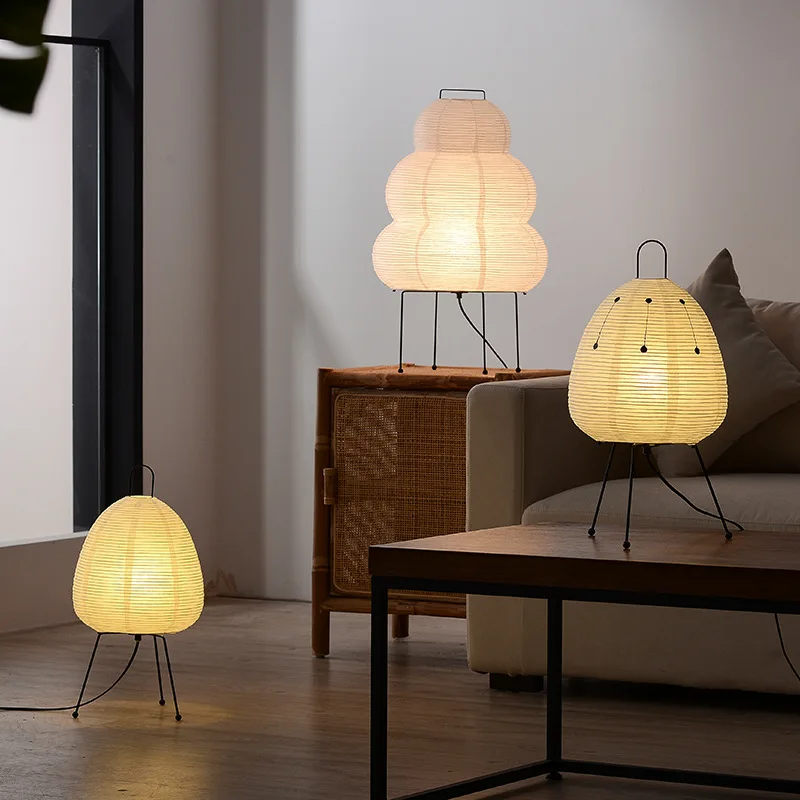 Lanterne japonaise en papier de riz, lampe de Table Led sur pied avec trépied, pour salon, chambre à coucher, bureau, hôtel, maison, décor créatif