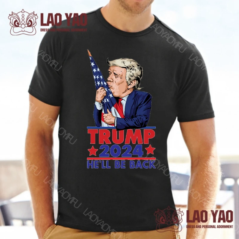 Trump 2024 Graphic T Shirts Goth Clothes Alphabet T-shirt Fans Support T-shirts for Women Second Back Streetwear Kpop Tops Y2k