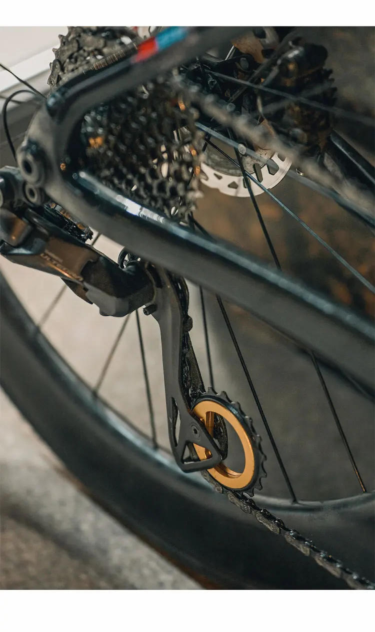 18T Exzentrisches Fahrrad-Schaltwerk-Führungsrad mit Vollkeramiklager, selbstschmierend, rostfrei, keine Schmierung erforderlich, aus Legierung – Detail 5