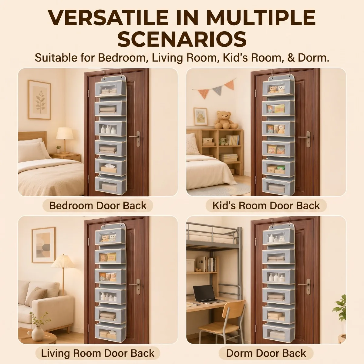 5/6-Tier Hanging Door Storage Bags, Foldable Door Organizer with Pockets, Baby Toy, Diaper and Sundries Storage Bag for Home