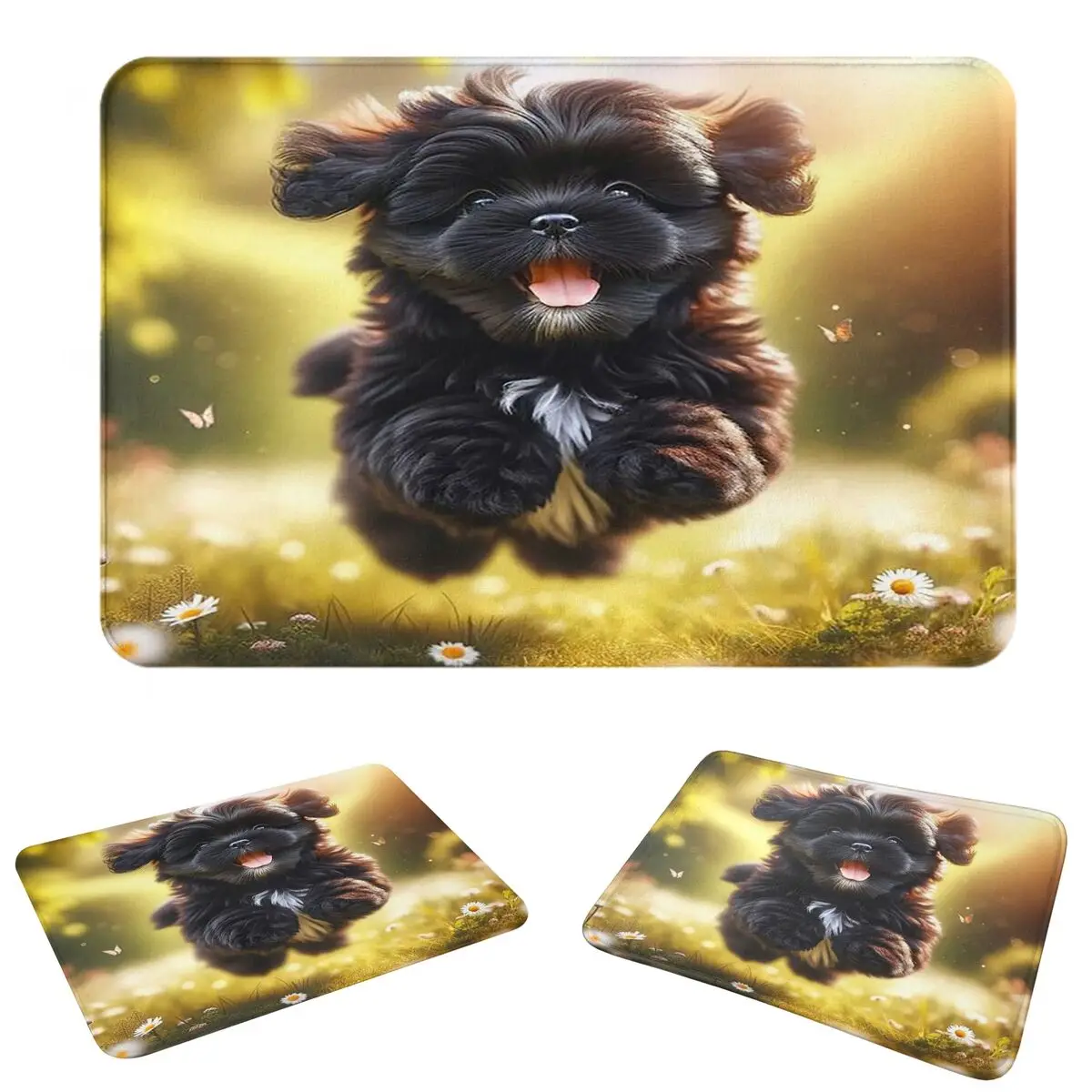 Shih Tzu Dog Play In Grass Doormat Absorbent Mat Carpet Rug Kitchen Entrance Home Floor Mat for Bedroom Footpad Mats