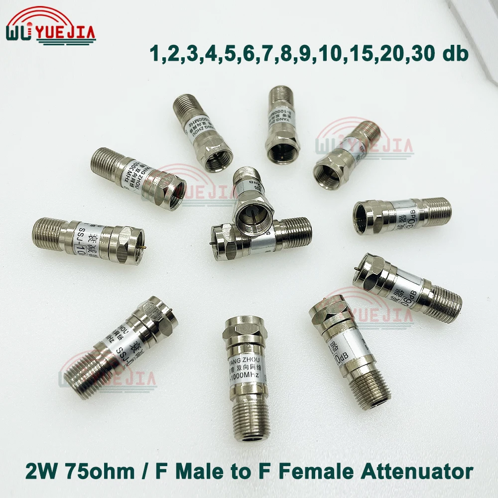 75 ohm DC-1.0GHz 2W F Male Plug to F Female Jack Connector TV Signal Attenuator RF Attenuator RF Accessory 1~30db Fast Shipping