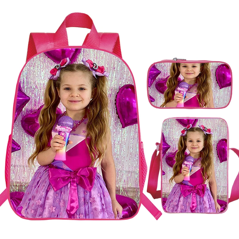 Diana Print Children Backpack 3pcs Set Small Pink Kindergarten Bags Kids Diana Show School Bags for Girls Baby Softback Backpack