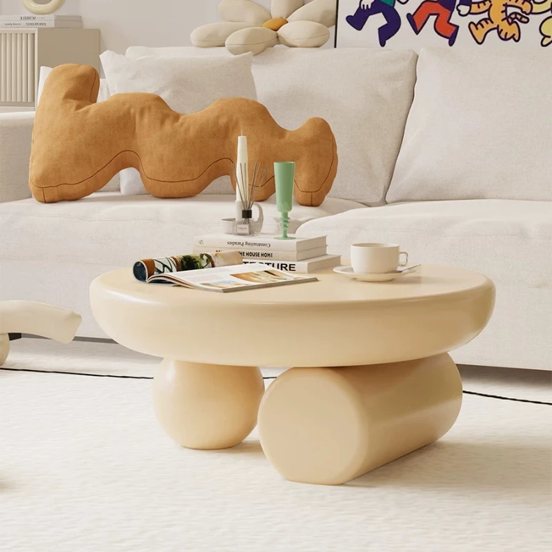 Modern Wood Coffee Tables Pink Round Decorations Low Coffee Tables Cute Apartment Mesa De Centro Sala Dopamine Furniture