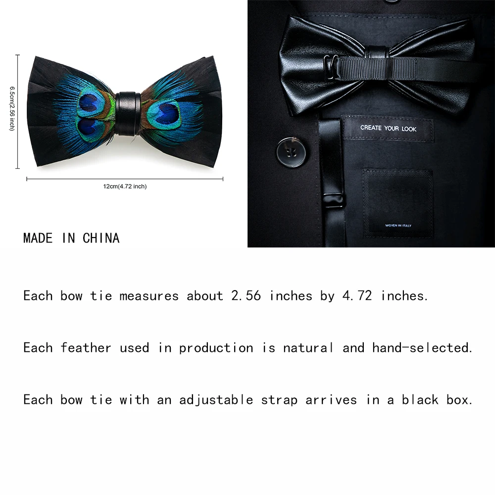 JEMYGINS Neue Design männer Hochzeit Fliege Mode Handgemachte Feder BowTie Geschenk für Geburtstag Party Männer Fliege Anzug Zubehör – Detail 2